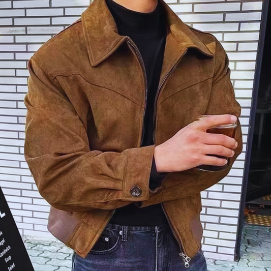 Herren Wildlederjacke mit Reißverschluss – Klassisch & Zeitlos
