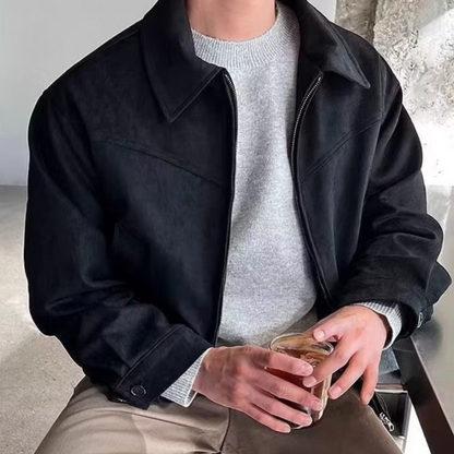 Herren Wildlederjacke mit Reißverschluss – Klassisch & Zeitlos