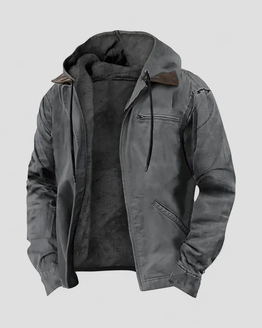 Men's winter jacket with hood – fleece-lined and warm