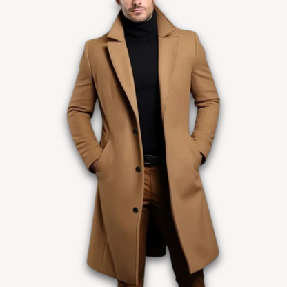 Men's Wool Coat – Long Overcoat Slim Fit for Winter