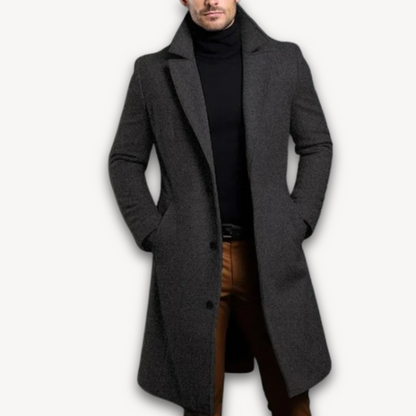 Men's Wool Coat – Long Overcoat Slim Fit for Winter