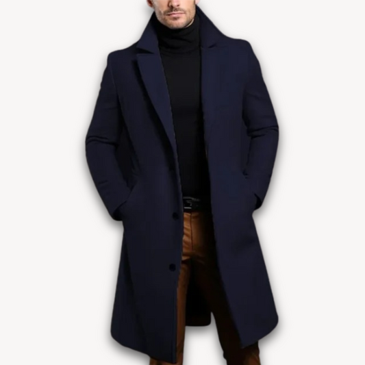 Herren Wollmantel – Langer Overcoat Slim Fit für den Winter