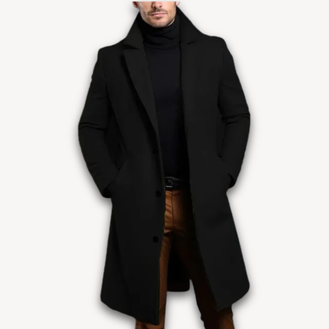 Herren Wollmantel – Langer Slim Fit Mantel aus Wollmischung