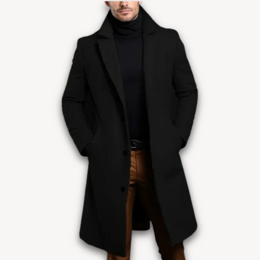 Herren Wollmantel – Langer Slim Fit Mantel aus Wollmischung