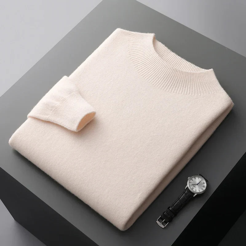 Herren Wollpullover – Premium Strick mit Rundhalsausschnitt