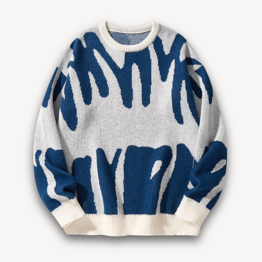 Herren Wollpullover – Strick mit Grafikmuster & Rundhals