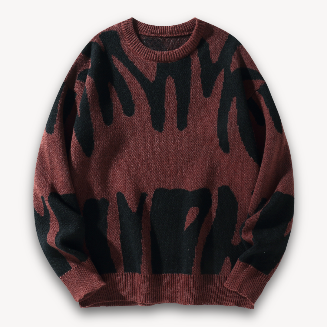 Herren Wollpullover – Strick mit Grafikmuster & Rundhals