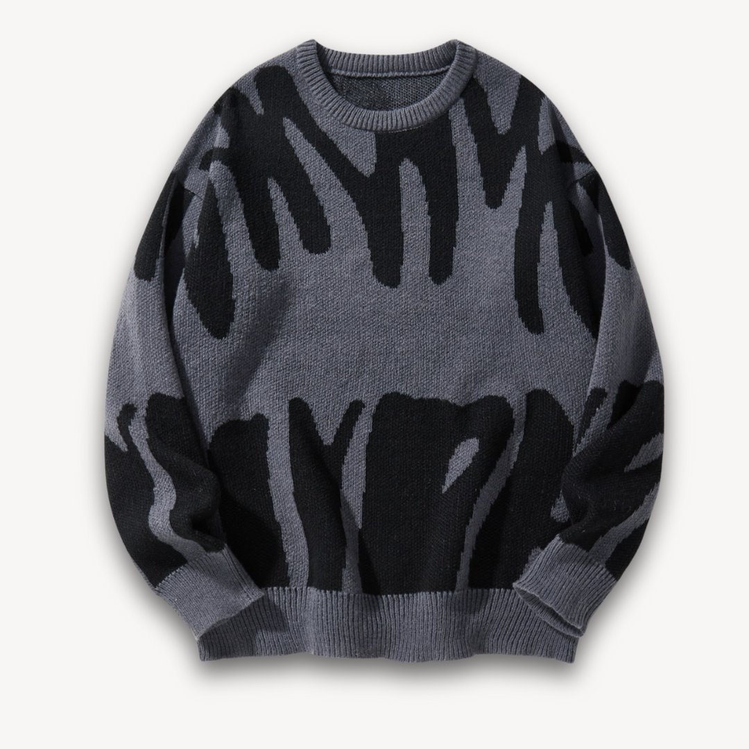 Herren Wollpullover – Strick mit Grafikmuster & Rundhals