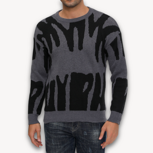 Herren Wollpullover – Strick mit Grafikmuster & Rundhals
