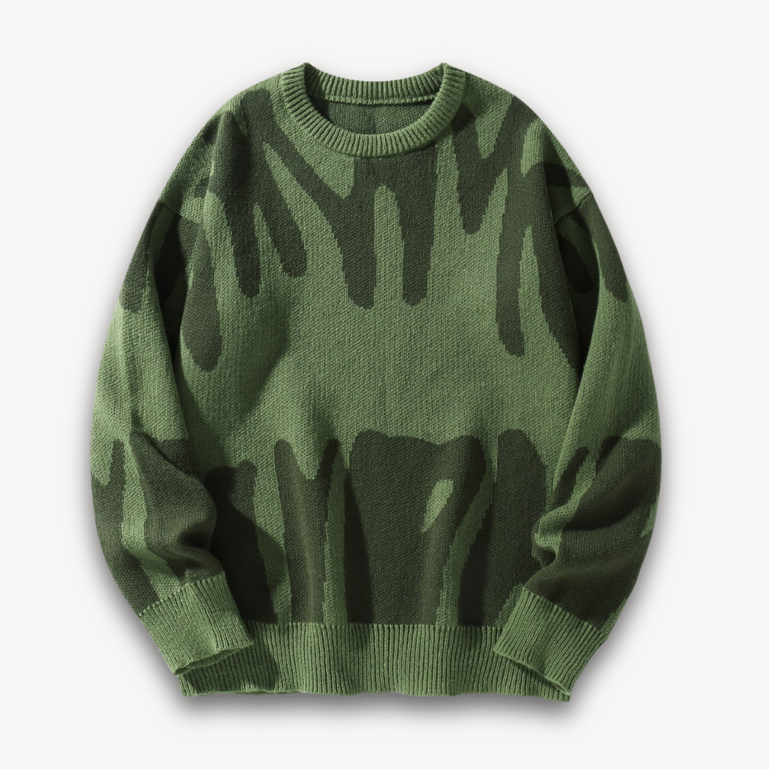 Herren Wollpullover – Strick mit Grafikmuster & Rundhals