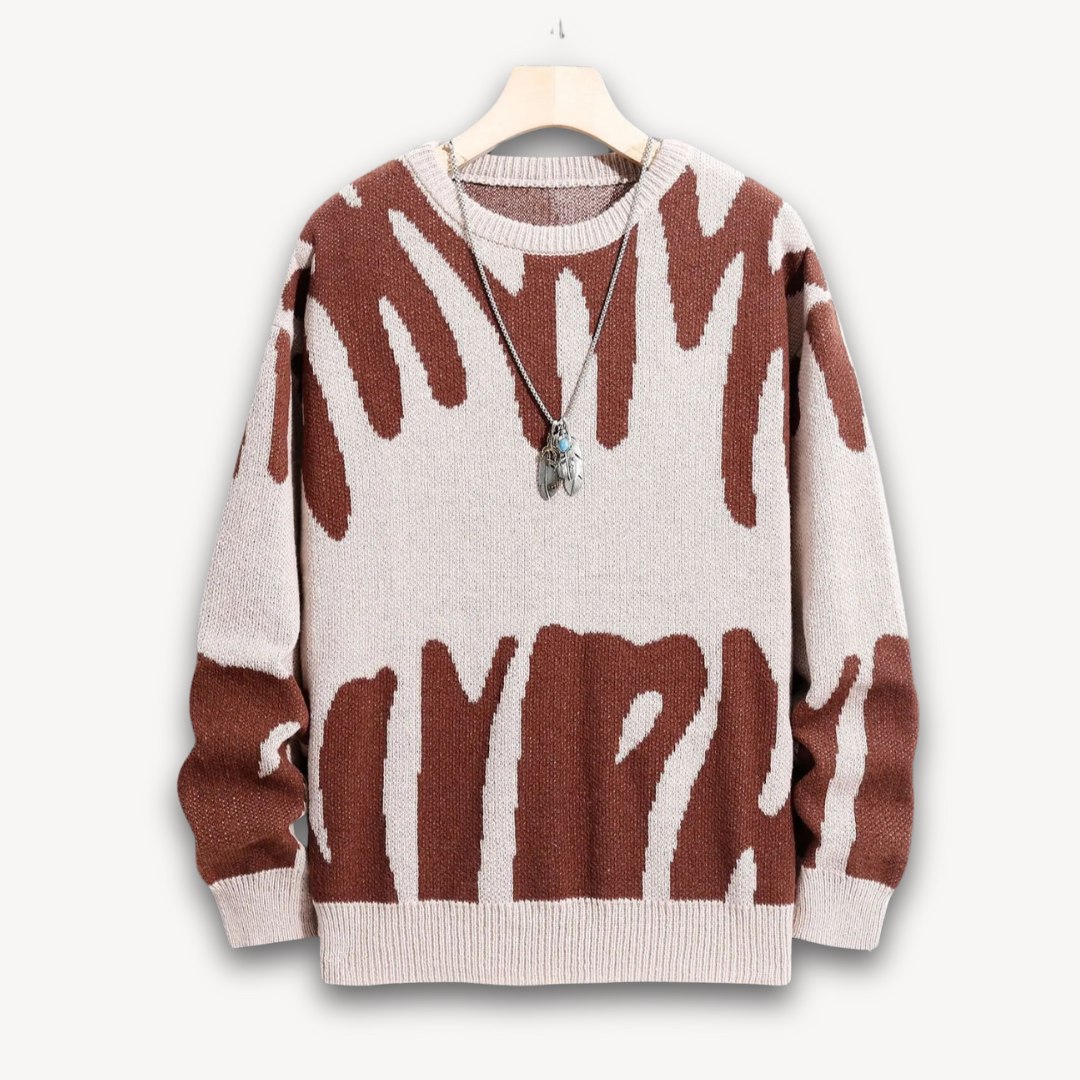 Herren Wollpullover – Strick mit Grafikmuster & Rundhals