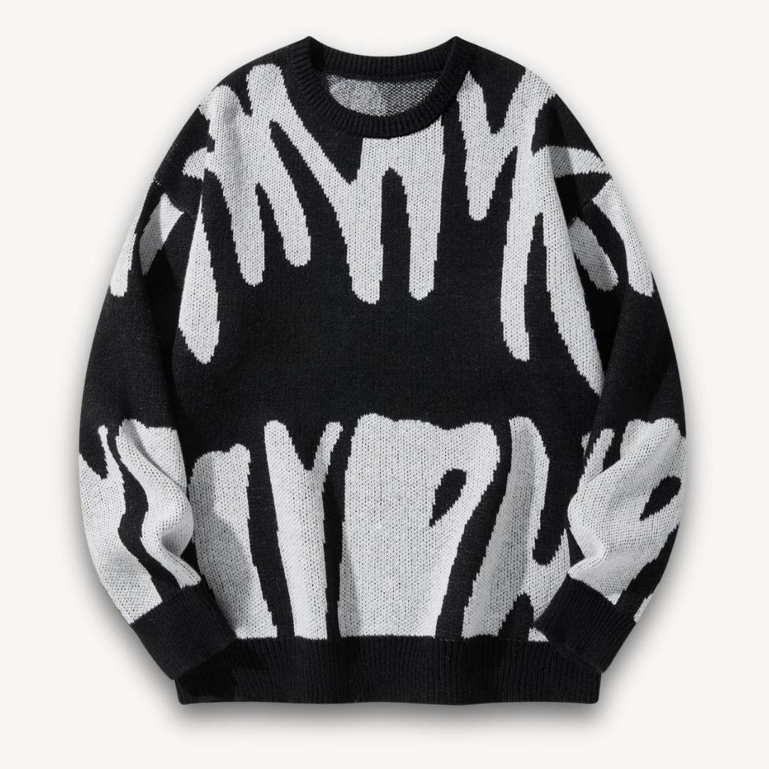 Herren Wollpullover – Strick mit Grafikmuster & Rundhals