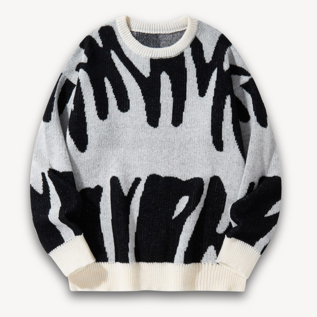 Herren Wollpullover – Strick mit Grafikmuster & Rundhals