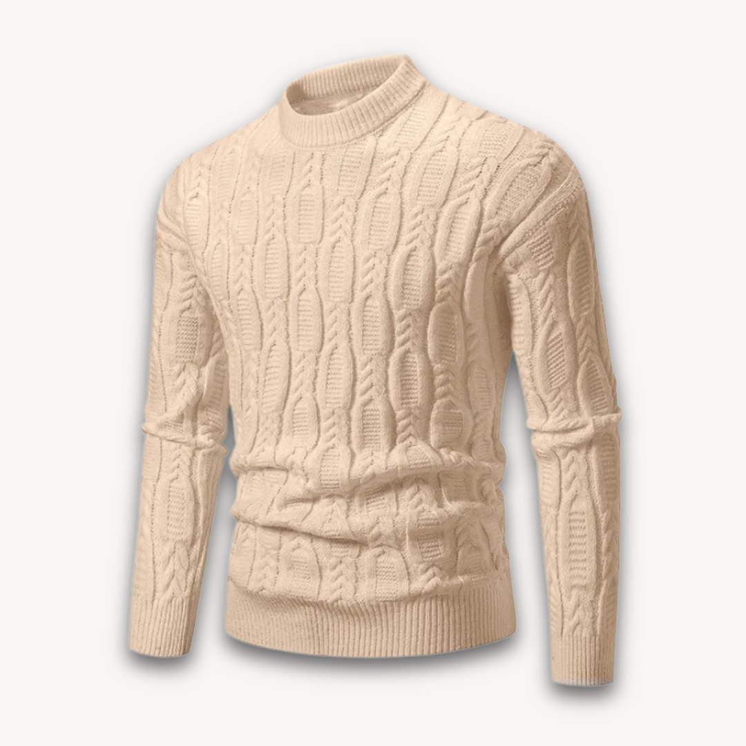 Herren Zopfmusterpullover – Rundhals aus Baumwollmischung