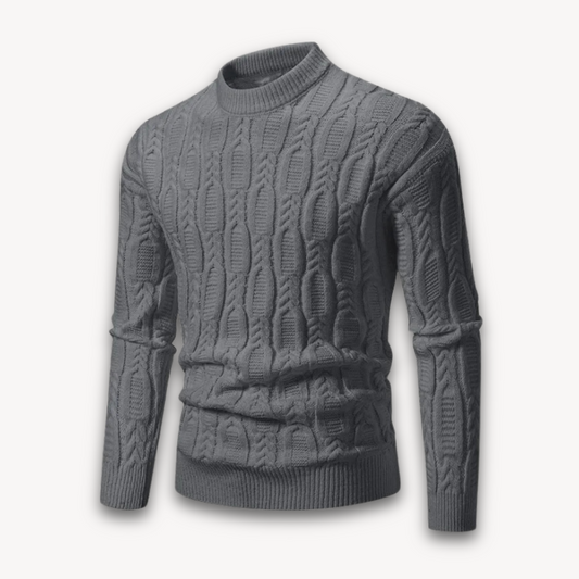 Herren Zopfmusterpullover – Rundhals aus Baumwollmischung