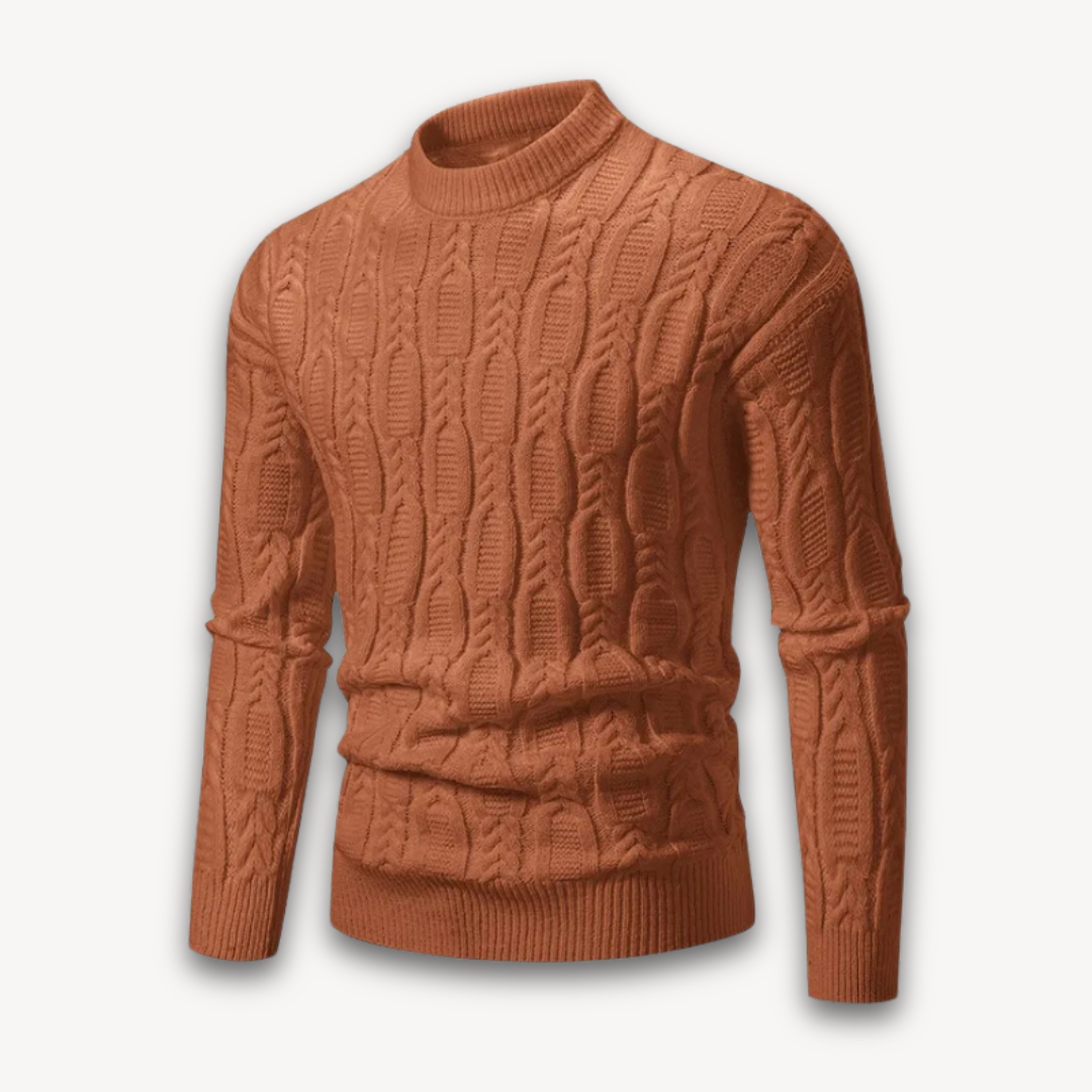 Herren Zopfmusterpullover – Rundhals aus Baumwollmischung
