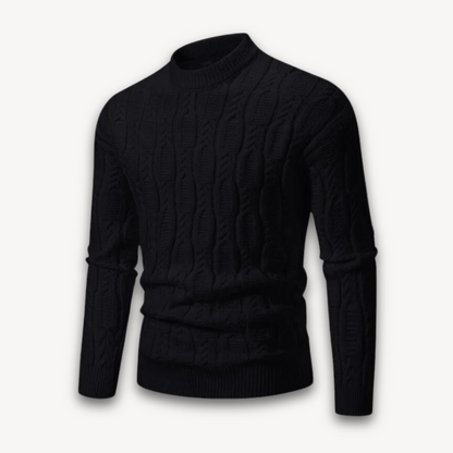 Men's Cable Knit Sweater – Crew Neck made of Cotton Blend