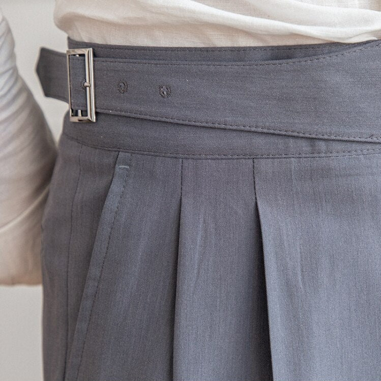 High Waist Hose Herren – Bundfaltenhose mit verstellbarem Bund