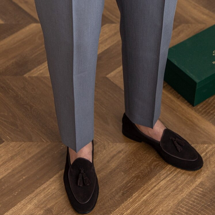 High Waist Hose Herren – Bundfaltenhose mit verstellbarem Bund