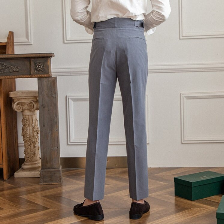 High Waist Hose Herren – Bundfaltenhose mit verstellbarem Bund