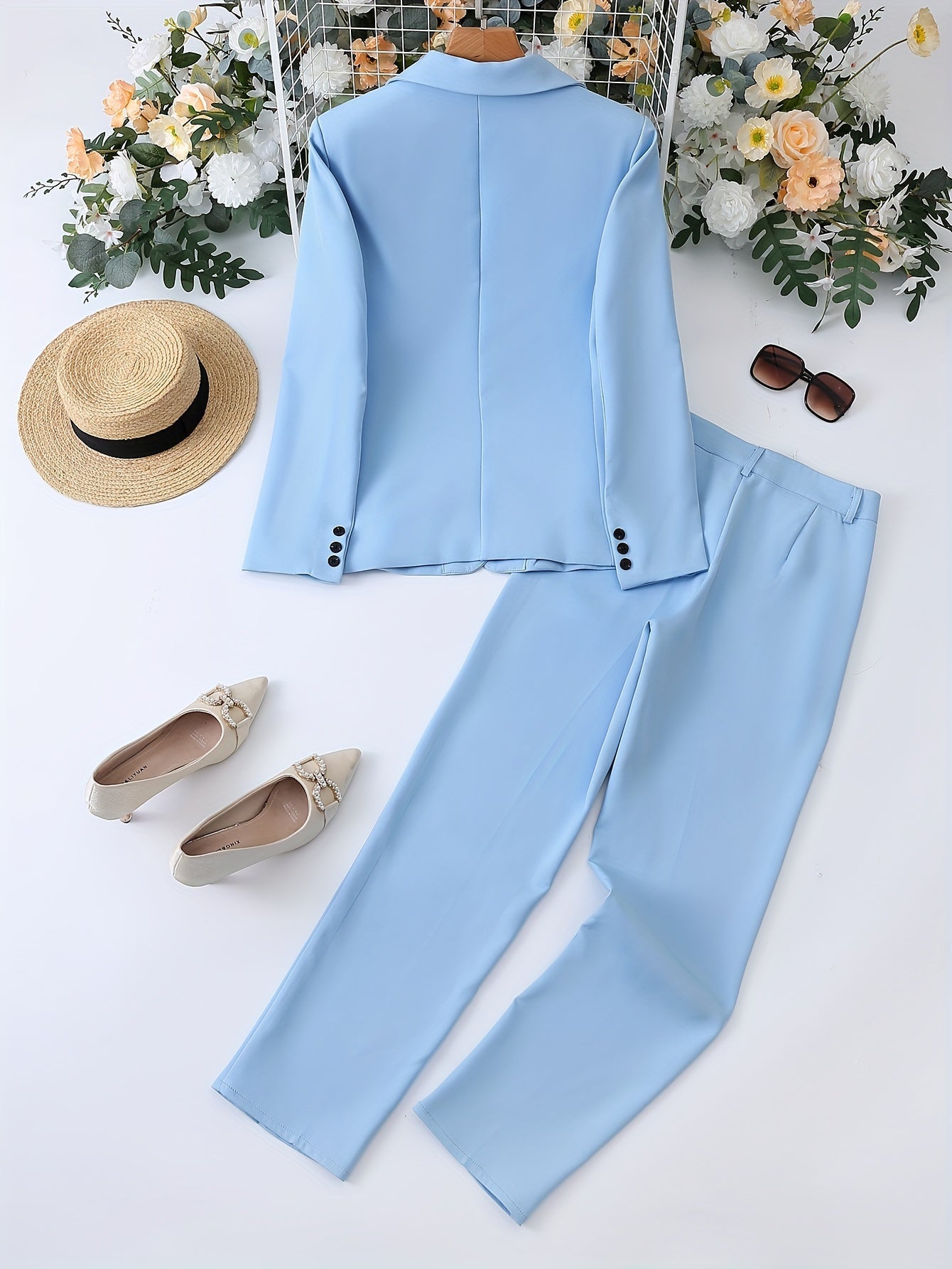 Hosenanzug Damen – Blazer Set mit Reverskragen im klassischen Stil