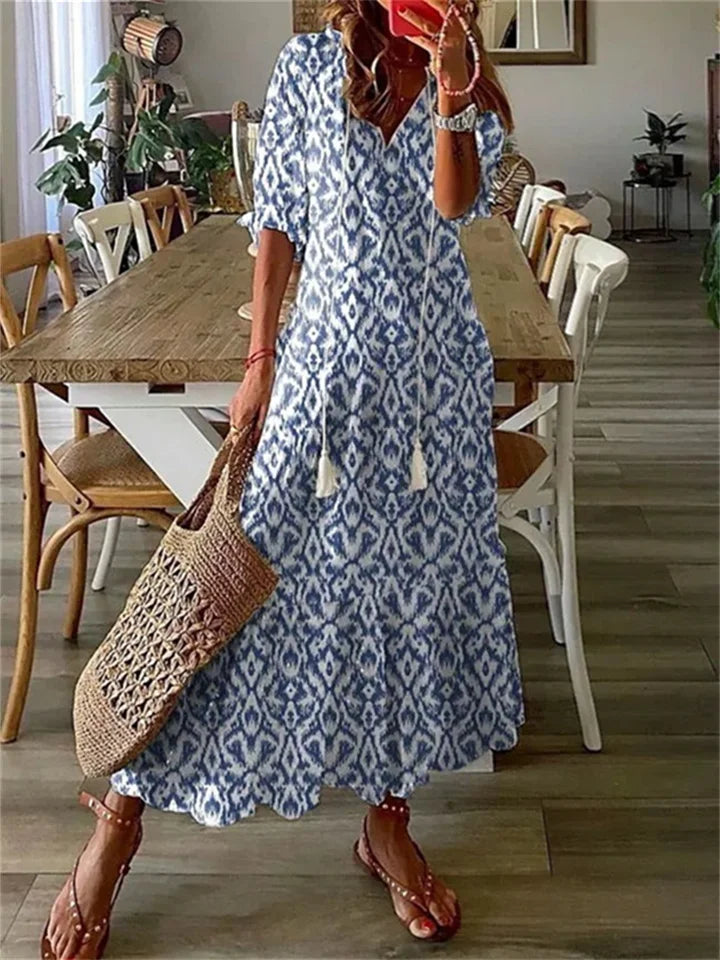 Jüli | Luftiges Maxi-Sommerkleid mit kurzen Ärmeln | Stilvoll, bequem & vielseitig