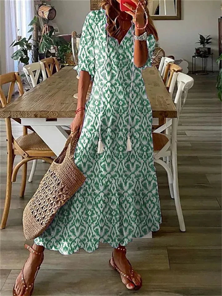 Jüli | Luftiges Maxi-Sommerkleid mit kurzen Ärmeln | Stilvoll, bequem & vielseitig