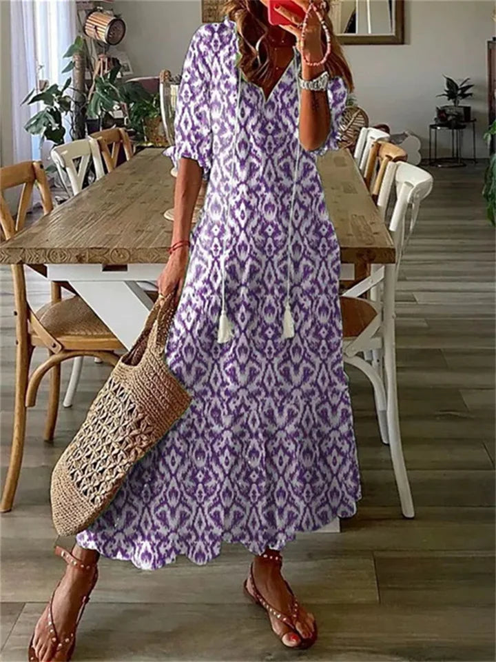 Jüli | Luftiges Maxi-Sommerkleid mit kurzen Ärmeln | Stilvoll, bequem & vielseitig