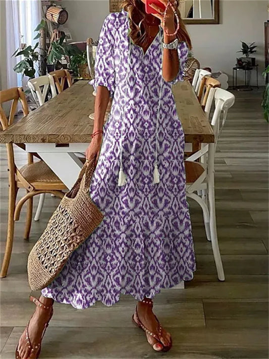 Jüli | Luftiges Maxi-Sommerkleid mit kurzen Ärmeln | Stilvoll, bequem & vielseitig