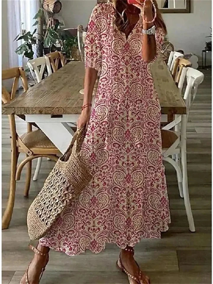 Jüli | Luftiges Maxi-Sommerkleid mit kurzen Ärmeln | Stilvoll, bequem & vielseitig