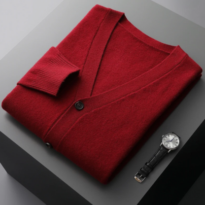Kaschmir Strickjacke Herren – V-Ausschnitt & Knopfleiste leicht