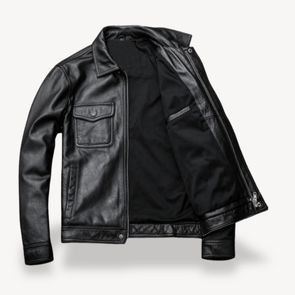 Lederjacke Herren – Klassische Jacke mit Taschen für Freizeit & Alltag