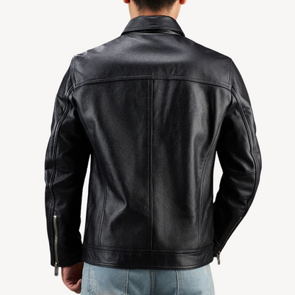 Lederjacke Herren – Klassische Jacke mit Taschen für Freizeit & Alltag