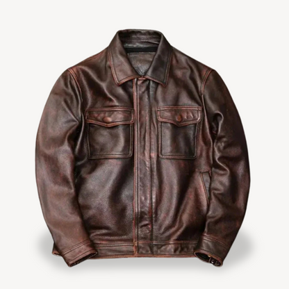 Lederjacke Herren – Klassische Jacke mit Taschen für Freizeit & Alltag