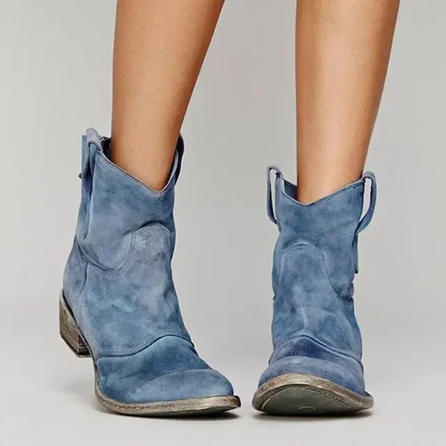Marlene | Vintage-inspirierte Damen-Stiefeletten mit niedrigem Absatz und Western-Details