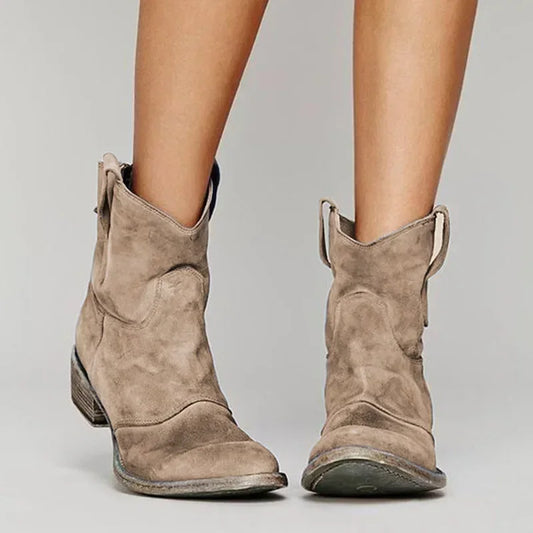 Marlene | Vintage-inspirierte Damen-Stiefeletten mit niedrigem Absatz und Western-Details