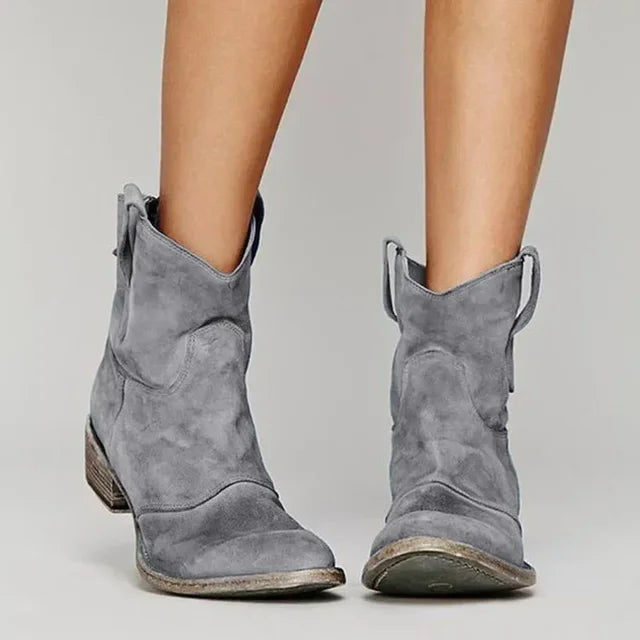 Marlene | Vintage-inspirierte Damen-Stiefeletten mit niedrigem Absatz und Western-Details