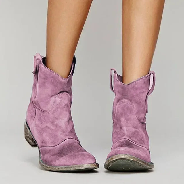 Marlene | Vintage-inspirierte Damen-Stiefeletten mit niedrigem Absatz und Western-Details