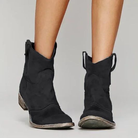 Marlene | Vintage-inspirierte Damen-Stiefeletten mit niedrigem Absatz und Western-Details