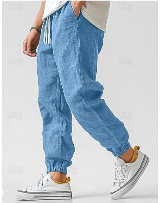 Maximilian Herren Cargohose aus Leinen | Luftige Sommerhose mit hoher Taille