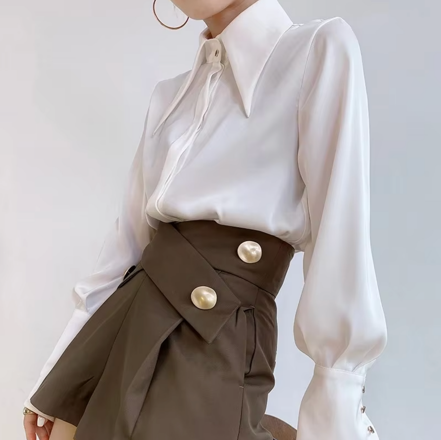 Millicent | Elegante langärmlige Satinbluse für Damen | Luxuriös, stilvoll & vielseitig