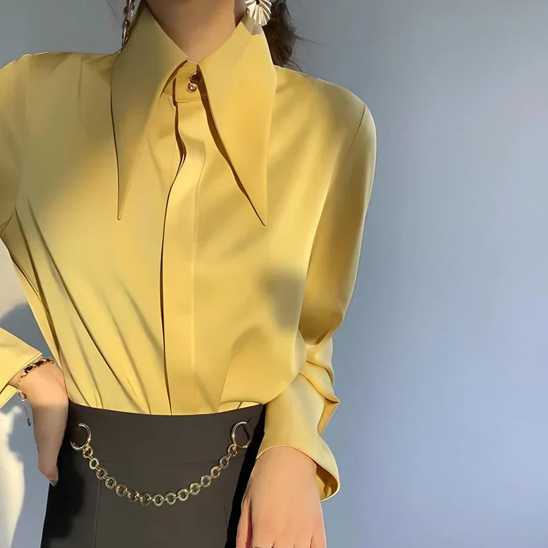 Millicent | Elegante langärmlige Satinbluse für Damen | Luxuriös, stilvoll & vielseitig