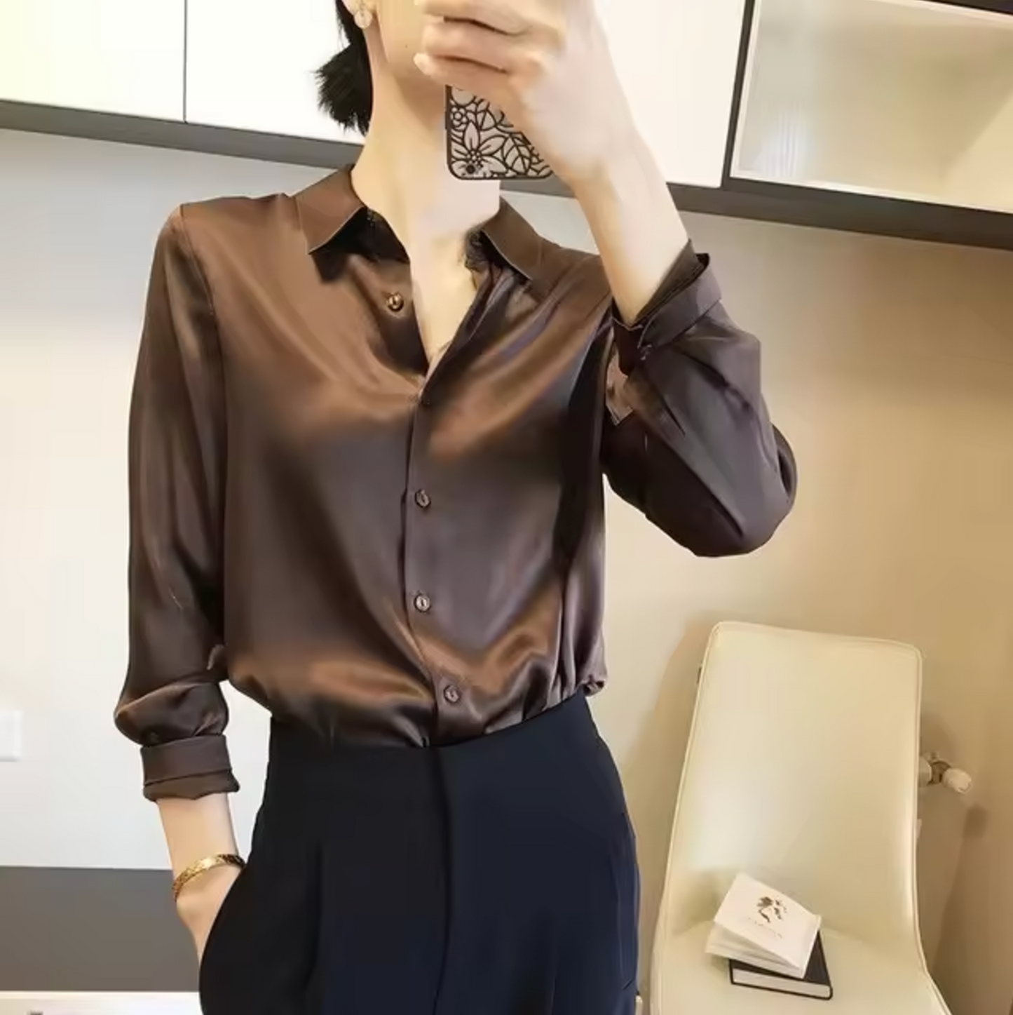 Paige | Elegante Damen-Satinbluse | Luxuriös, stilvoll & vielseitig