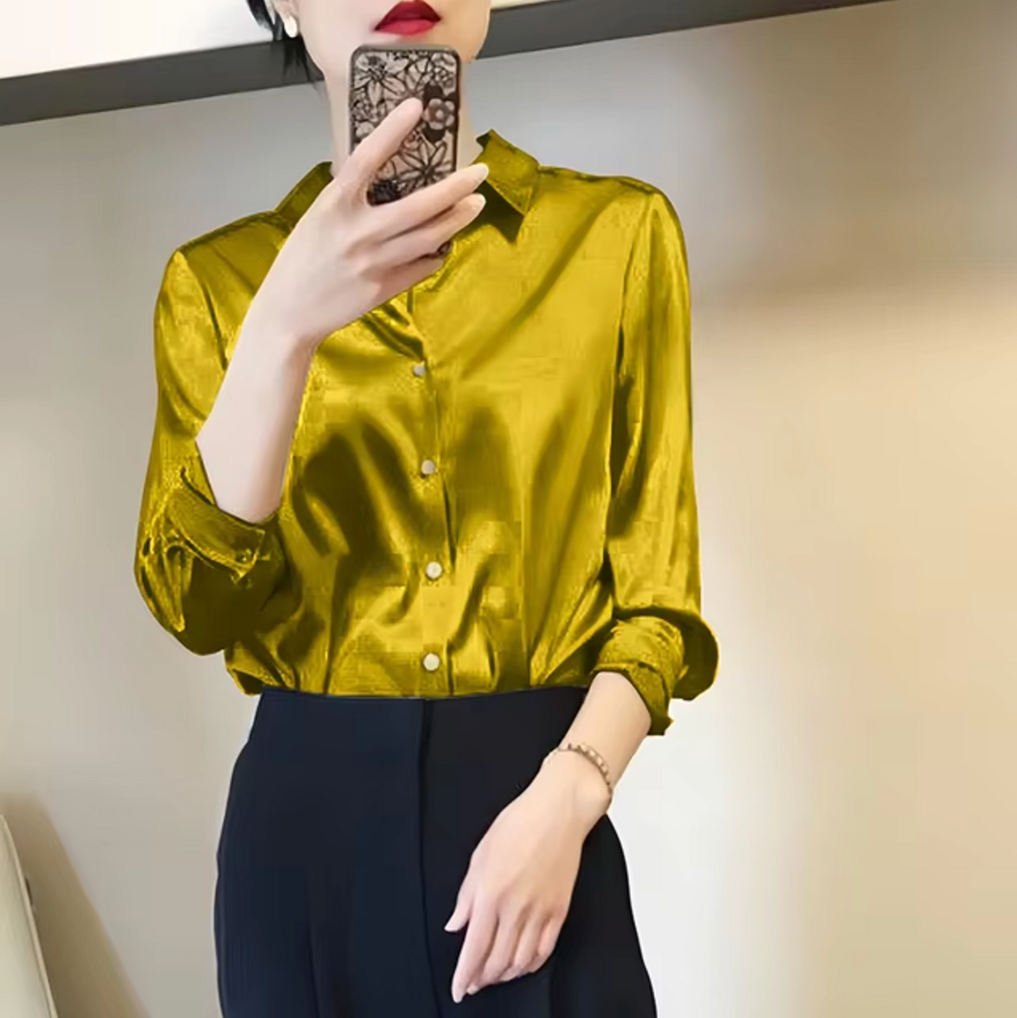 Paige | Elegante Damen-Satinbluse | Luxuriös, stilvoll & vielseitig
