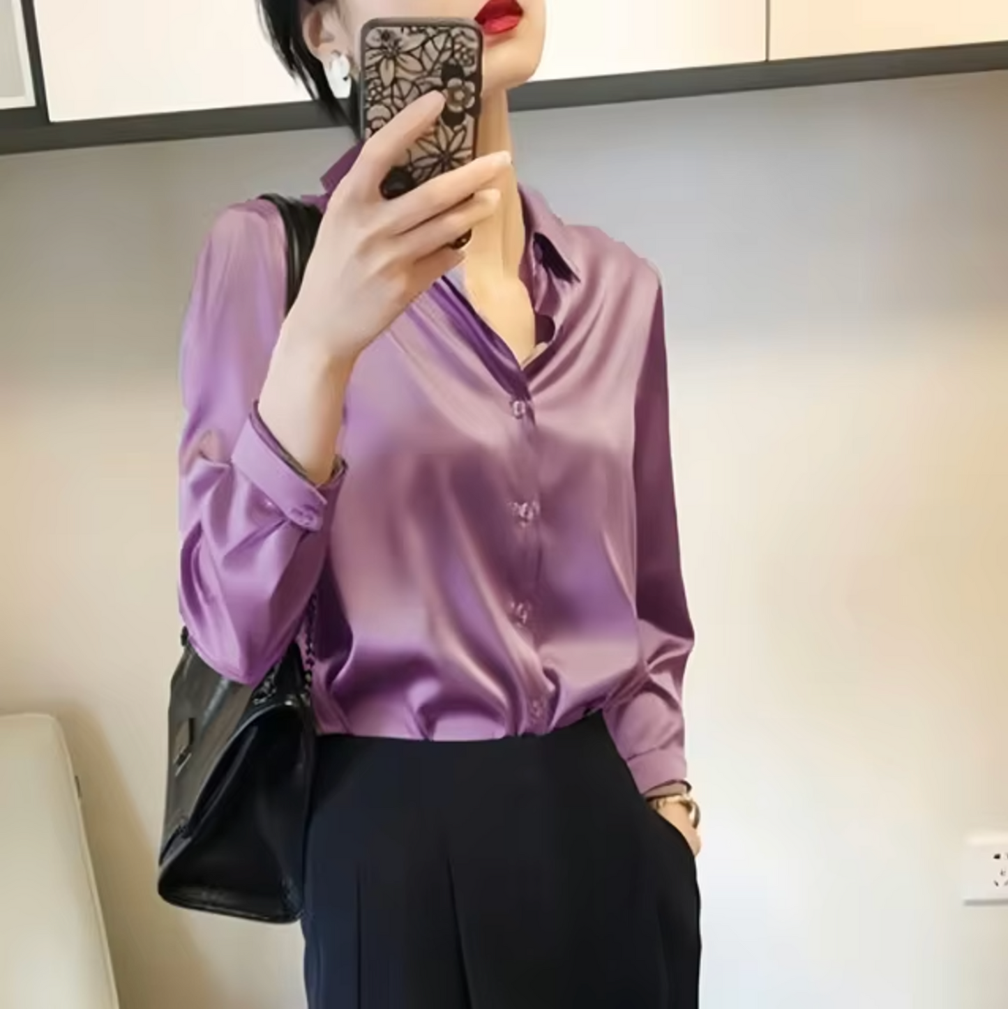 Paige | Elegante Damen-Satinbluse | Luxuriös, stilvoll & vielseitig
