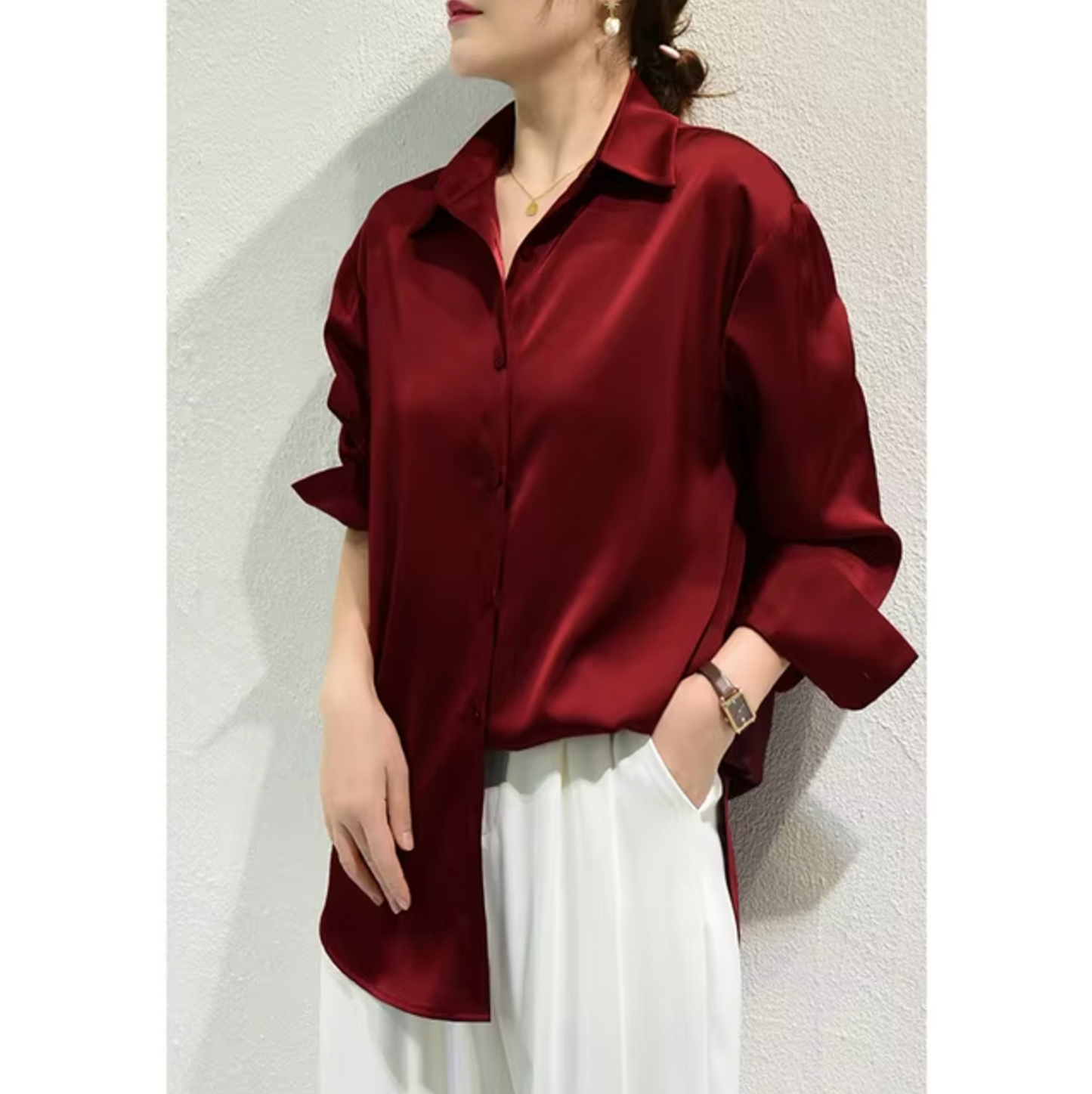 Paige | Elegante Damen-Satinbluse | Luxuriös, stilvoll & vielseitig