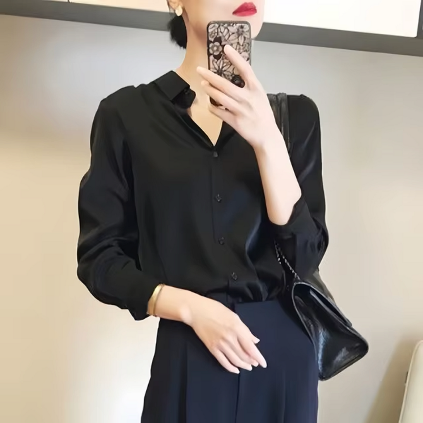 Paige | Elegante Damen-Satinbluse | Luxuriös, stilvoll & vielseitig