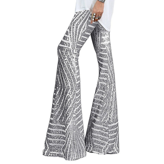 Pailletten Hose Damen – Glitzer Schlaghose für Party & Festival
