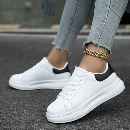 Sneaker Damen weiß – Kunstleder Low-Top Schuhe für Alltag & Freizeit