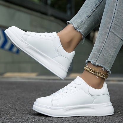 Sneaker Damen weiß – Kunstleder Low-Top Schuhe für Alltag & Freizeit